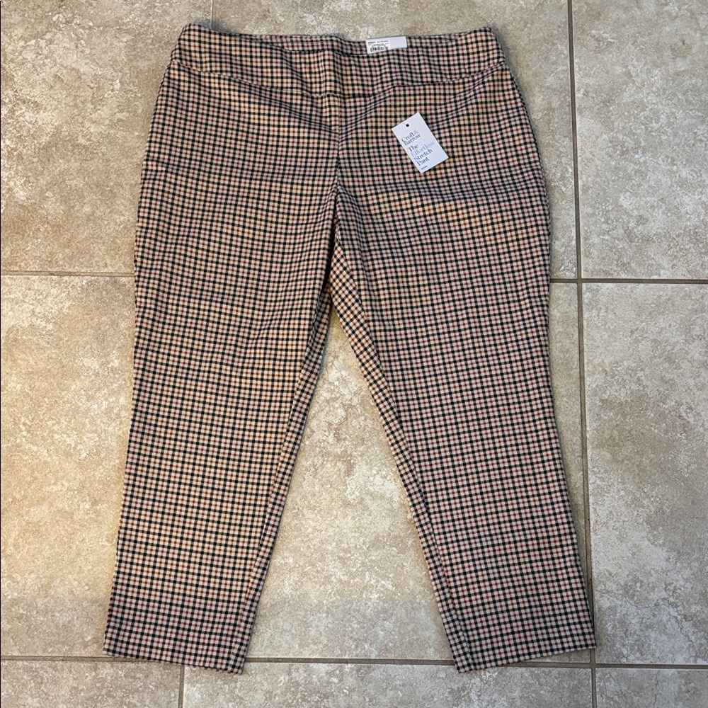 Croft & Barrow Checkered Straight Leg Pants - Navy Red and Tan